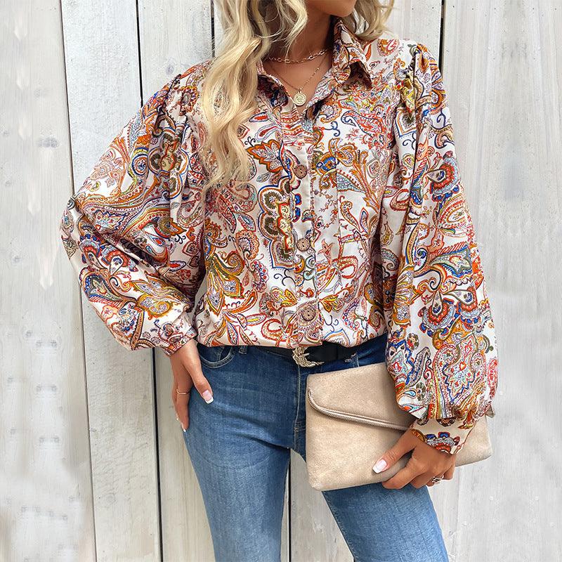 Women's Fashion Casual Loose Printed Shirt Dresses & Tops