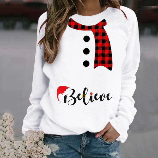 Women's Fashion Christmas Crew Neck Sweater Dresses & Tops