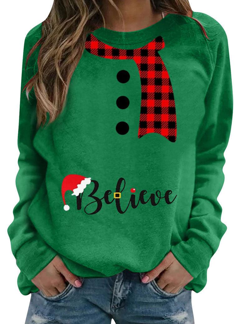 Women's Fashion Christmas Crew Neck Sweater Dresses & Tops