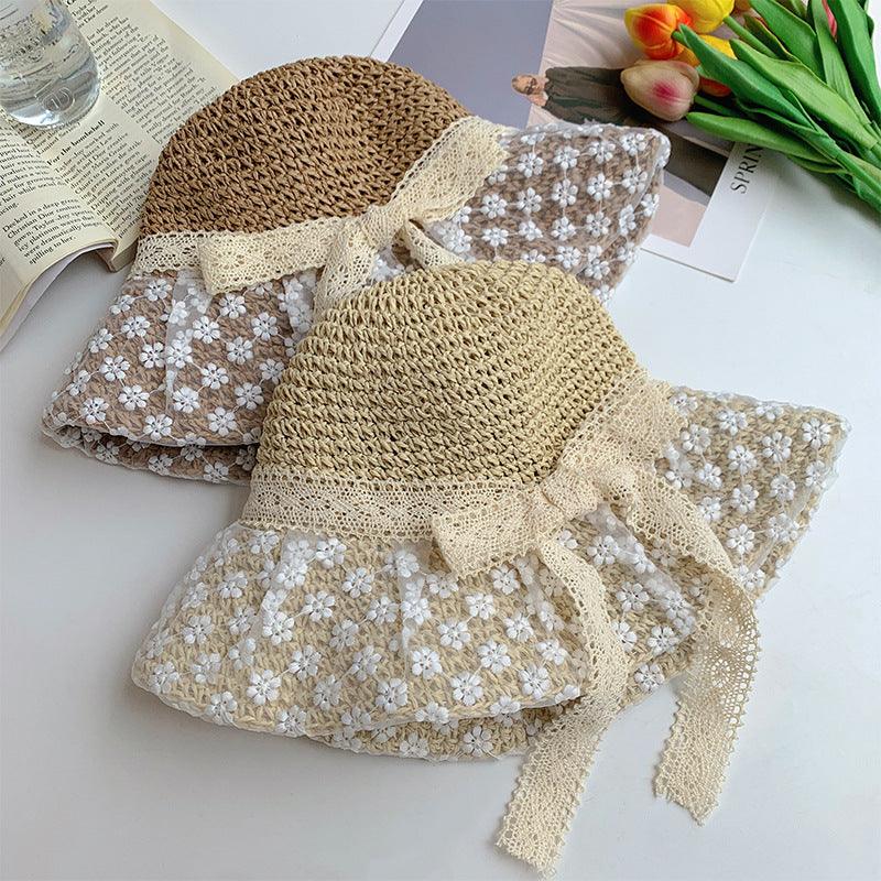 Women's Fashion Lace Bow Straw Hat scarves, Shawls & Hats