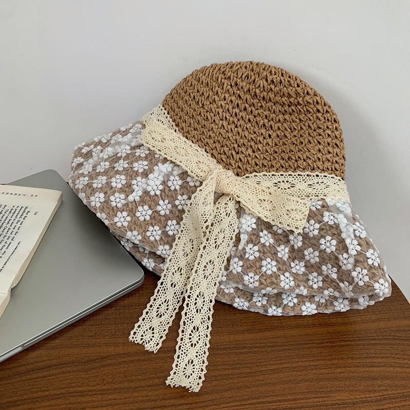 Women's Fashion Lace Bow Straw Hat scarves, Shawls & Hats