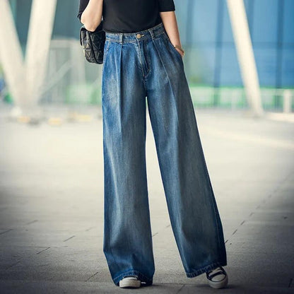 Women's Fashion Loose High Waist Denim Trousers Bottom wear