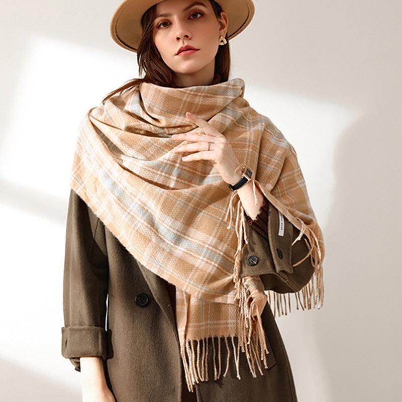 Women's Fashionable Plaid Tassel Shawl/ Scarf scarves, Shawls & Hats