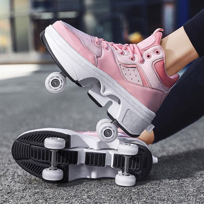 Women's Fashionable Retractable Roller Skates Shoes & Bags