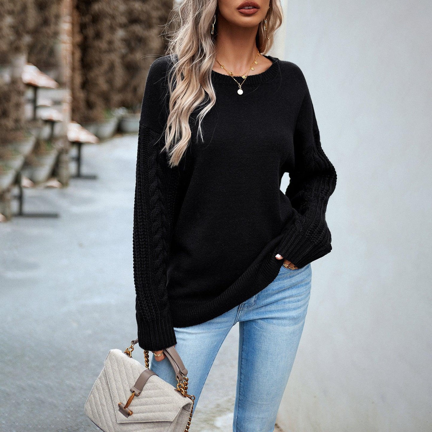 Women's Fashionable Simple Round Neck Sweater winter clothes for women