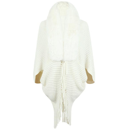 Women's Fur Collar Tassel Shawl Knitted scarves, Shawls & Hats