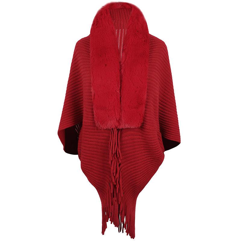 Women's Fur Collar Tassel Shawl Knitted scarves, Shawls & Hats