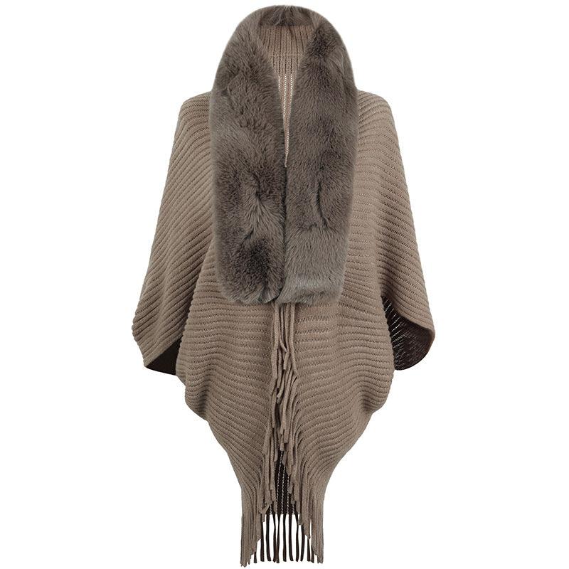 Women's Fur Collar Tassel Shawl Knitted scarves, Shawls & Hats