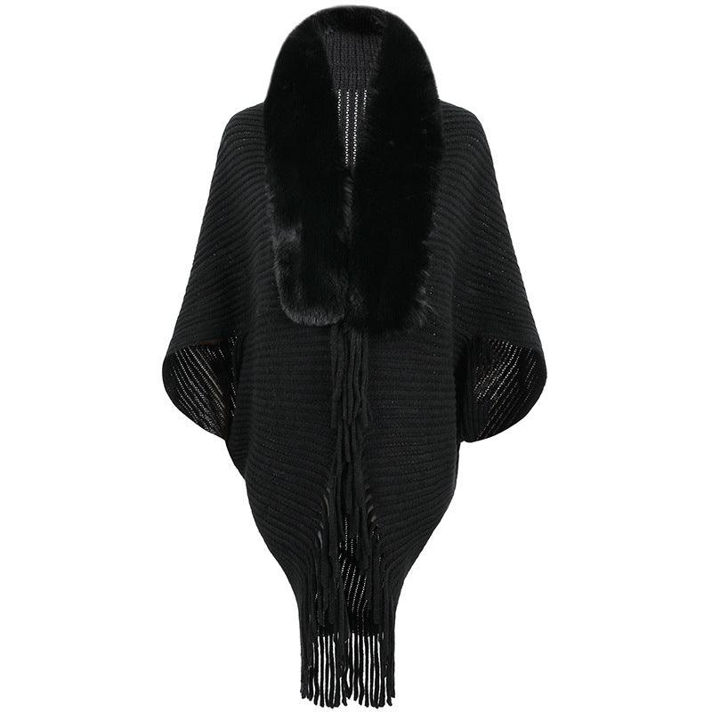 Women's Fur Collar Tassel Shawl Knitted scarves, Shawls & Hats