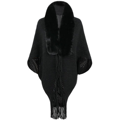 Women's Fur Collar Tassel Shawl Knitted scarves, Shawls & Hats