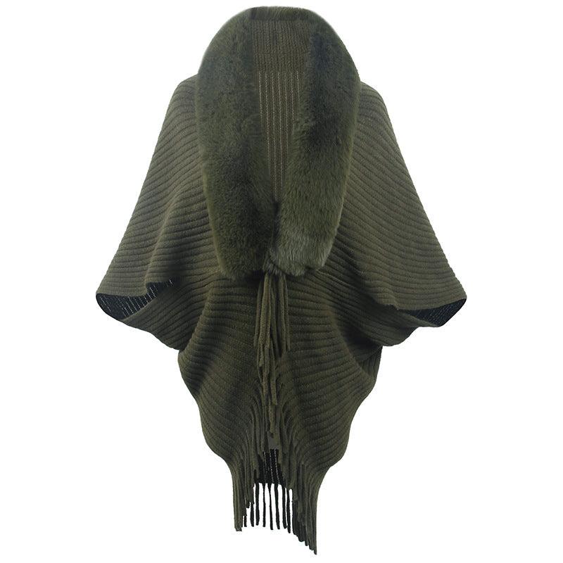 Women's Fur Collar Tassel Shawl Knitted scarves, Shawls & Hats