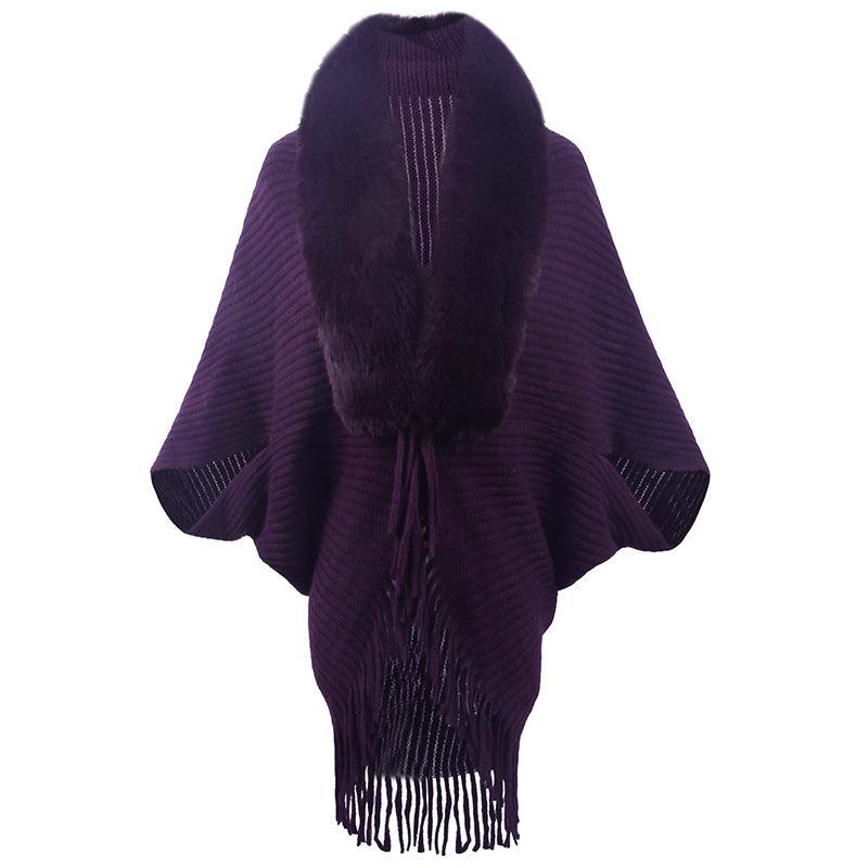 Women's Fur Collar Tassel Shawl Knitted scarves, Shawls & Hats
