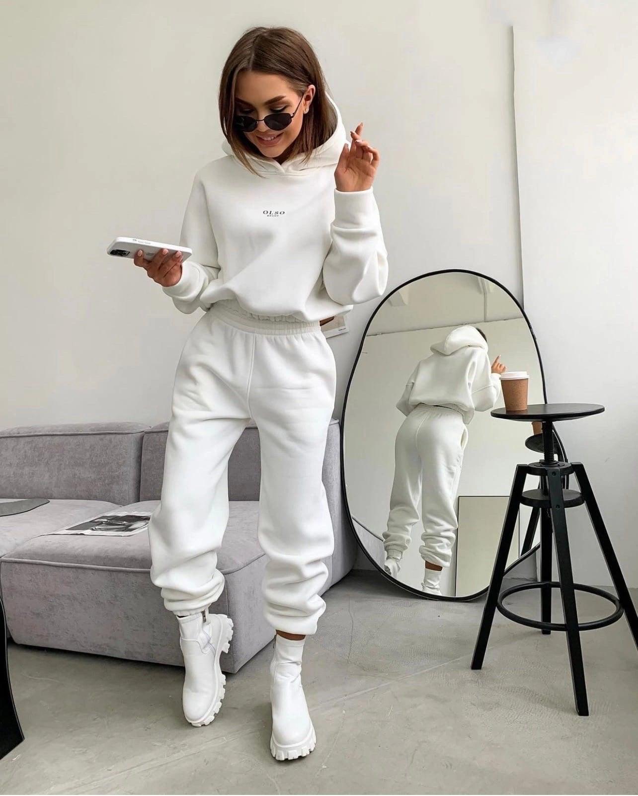 Women's Knitted Fleece Casual Suit Two-piece Set winter clothes for women