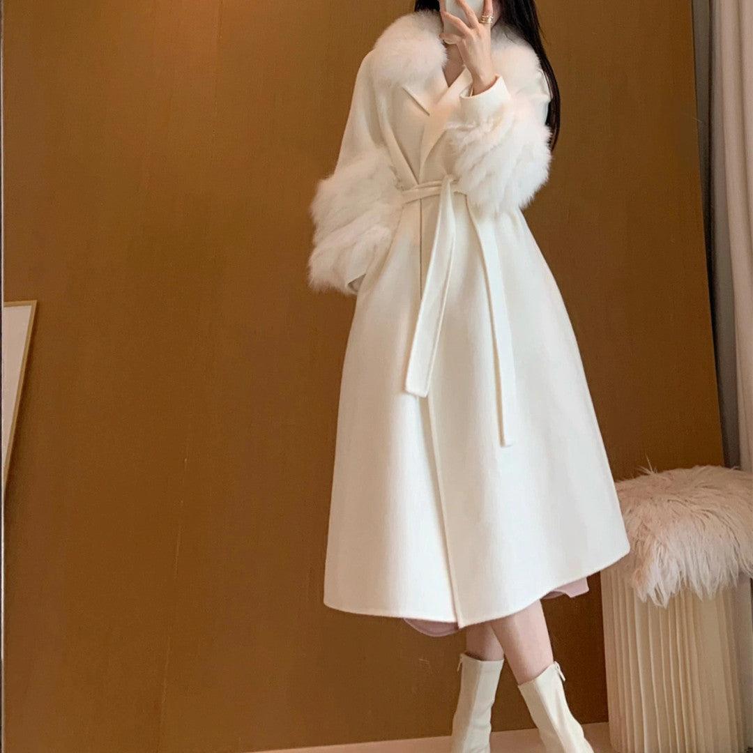 Women's Large Fur Collar Overcoat In Medium-Long Style winter clothes for women