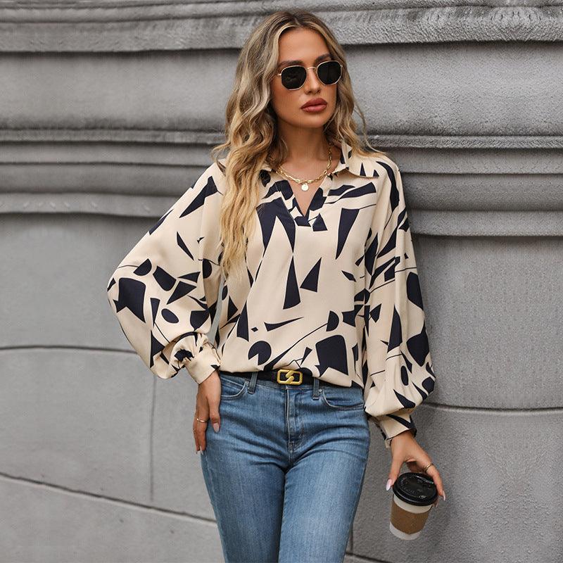 Women's Long-sleeved Printed Shirt Dresses & Tops