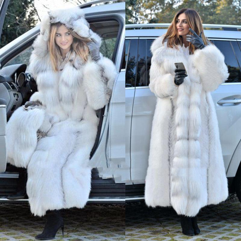 Women's Long Style White Long Fur Coat winter clothes for women