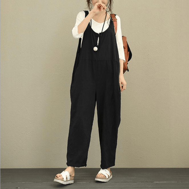 Women's Loose Casual Bib Trousers Bottom wear