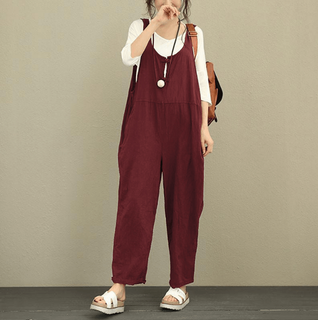 Women's Loose Casual Bib Trousers Bottom wear