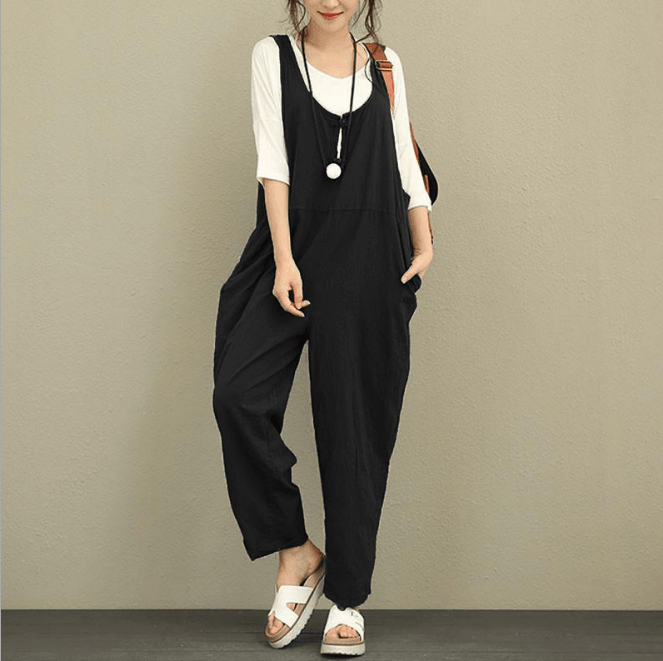 Women's Loose Casual Bib Trousers Bottom wear