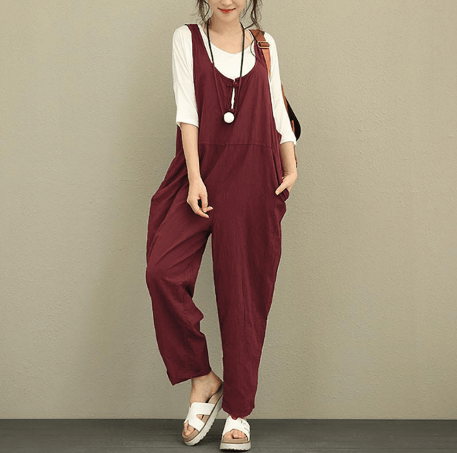 Women's Loose Casual Bib Trousers Bottom wear