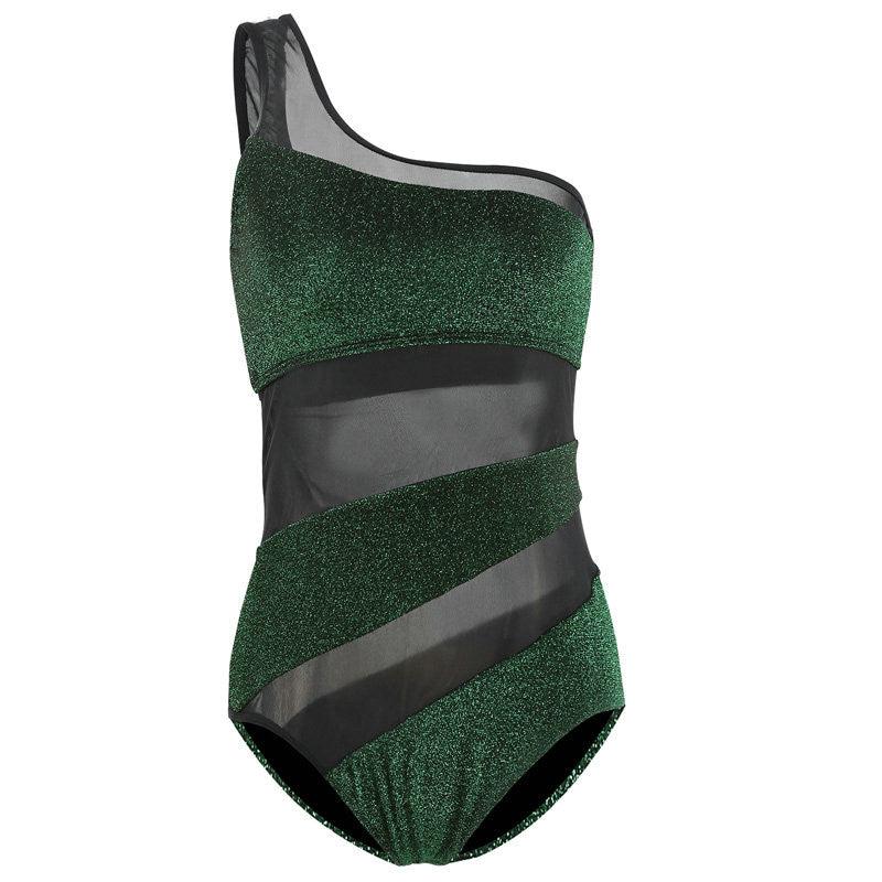 Women's one-shoulder mesh swimwear women's clothing