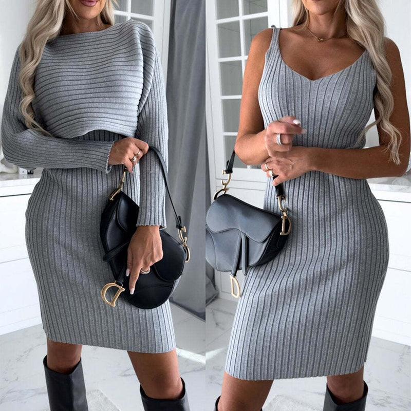 Women's Sunken Stripe Long-sleeved Skirt winter clothes for women