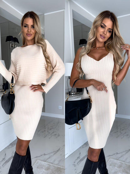 Women's Sunken Stripe Long-sleeved Skirt winter clothes for women