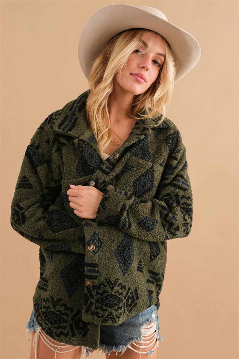 Women's Vintage Plush Lapel Long Sleeve Jacket winter clothes for women