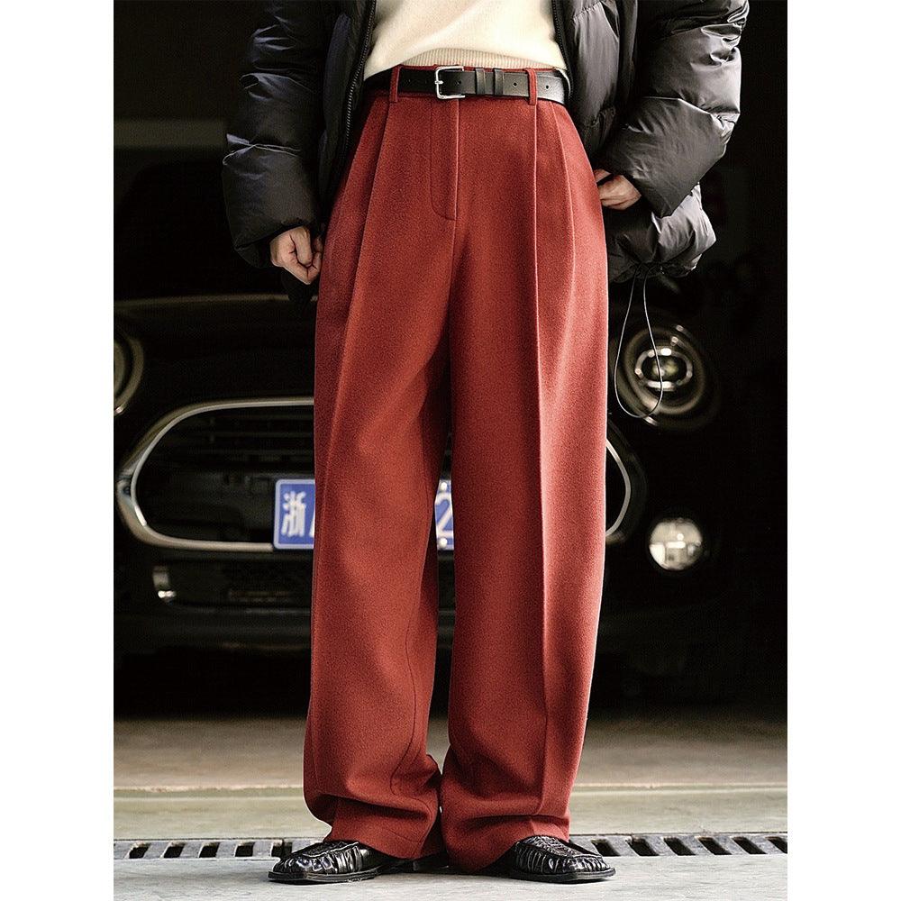 Women's Woolen Straight Wide-leg Pants Bottom wear