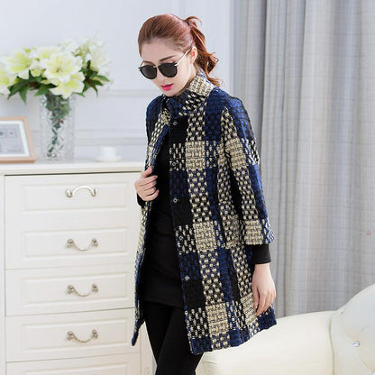 Woolen New Slim-fit Mid-length Thick Flower Coat winter clothes for women