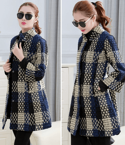 Woolen New Slim-fit Mid-length Thick Flower Coat winter clothes for women