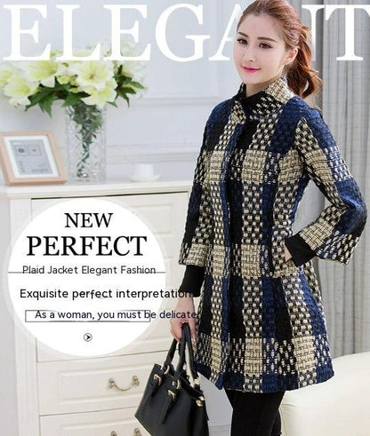 Woolen New Slim-fit Mid-length Thick Flower Coat winter clothes for women